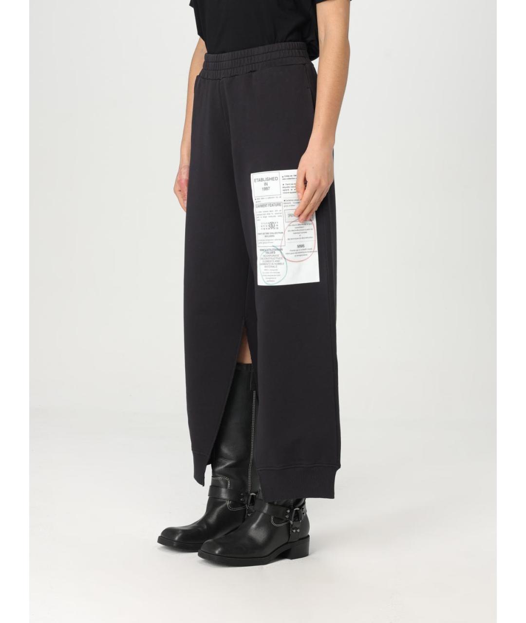 MM6 MAISON MARGIELA Черные хлопковые прямые брюки, фото 5