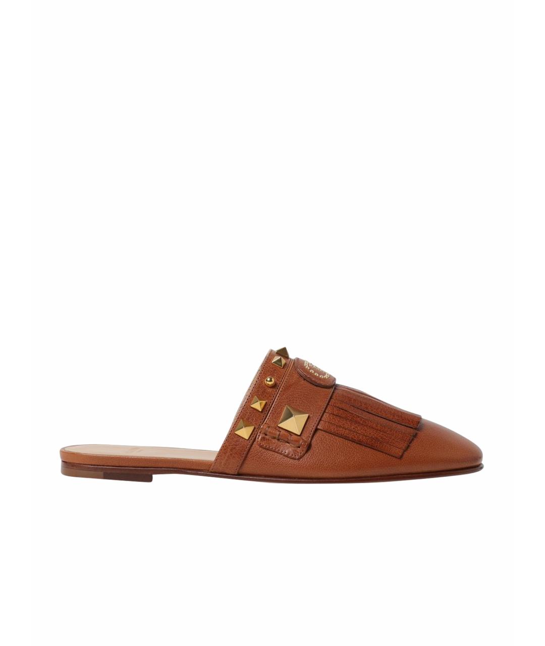 VALENTINO Коричневые кожаные мюли, фото 1