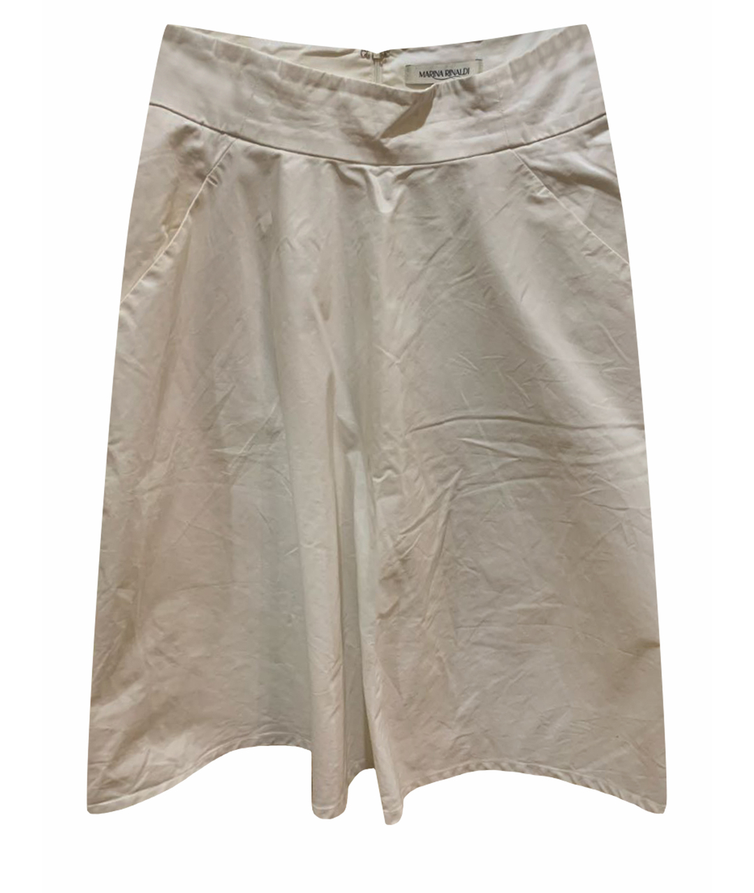 MARINA RINALDI Белая хлопко-эластановая юбка миди, фото 1