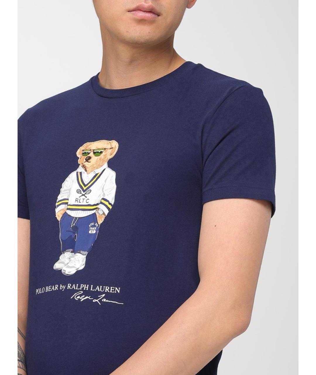 POLO RALPH LAUREN Синяя хлопковая футболка, фото 4