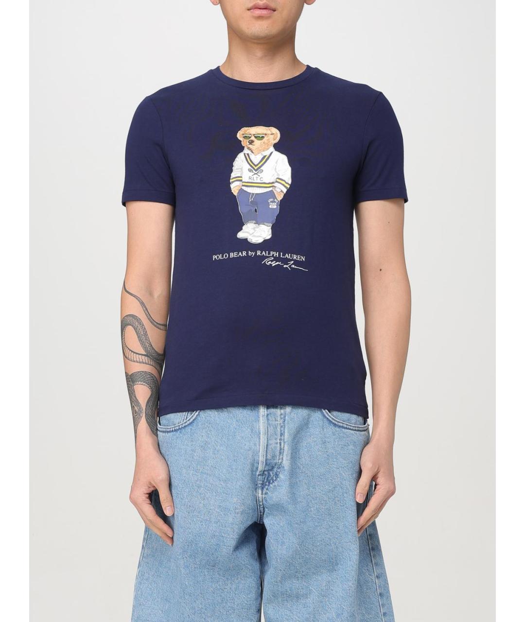 POLO RALPH LAUREN Синяя хлопковая футболка, фото 2