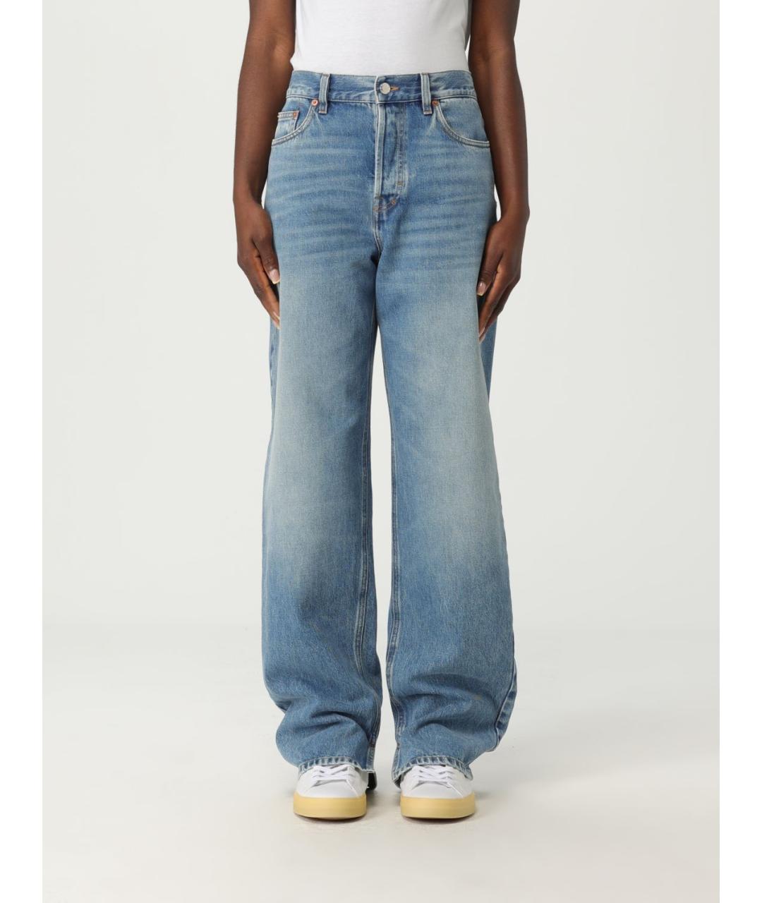 GUCCI Голубые хлопковые прямые джинсы, фото 2