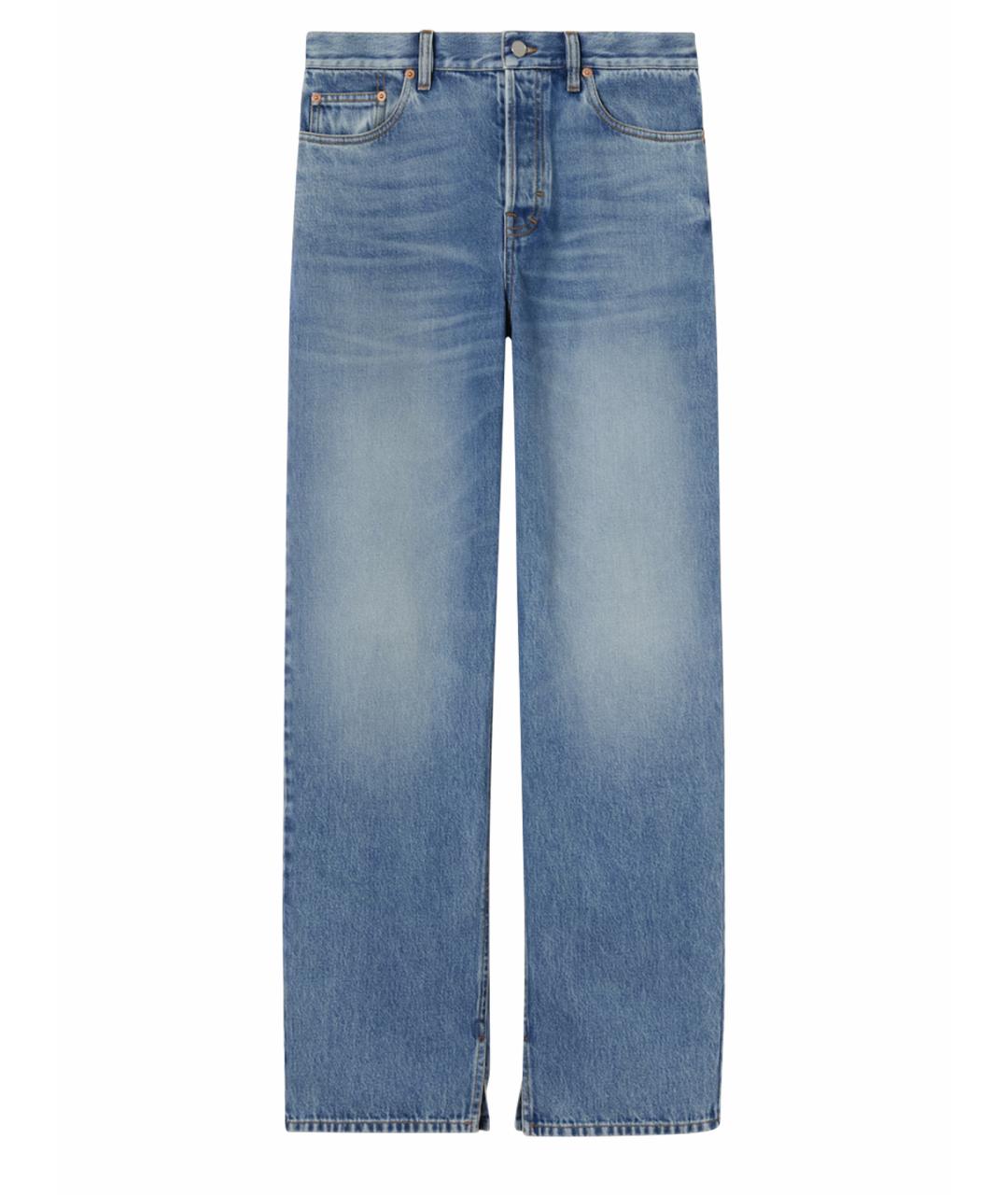 GUCCI Голубые хлопковые прямые джинсы, фото 1