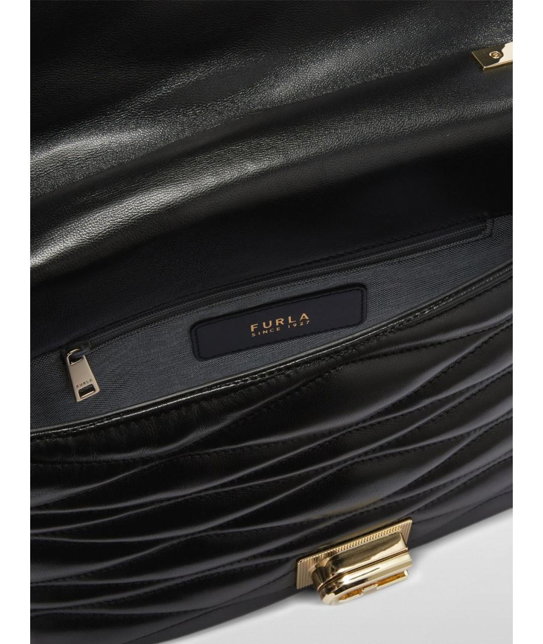 FURLA Черная кожаная сумка через плечо, фото 4