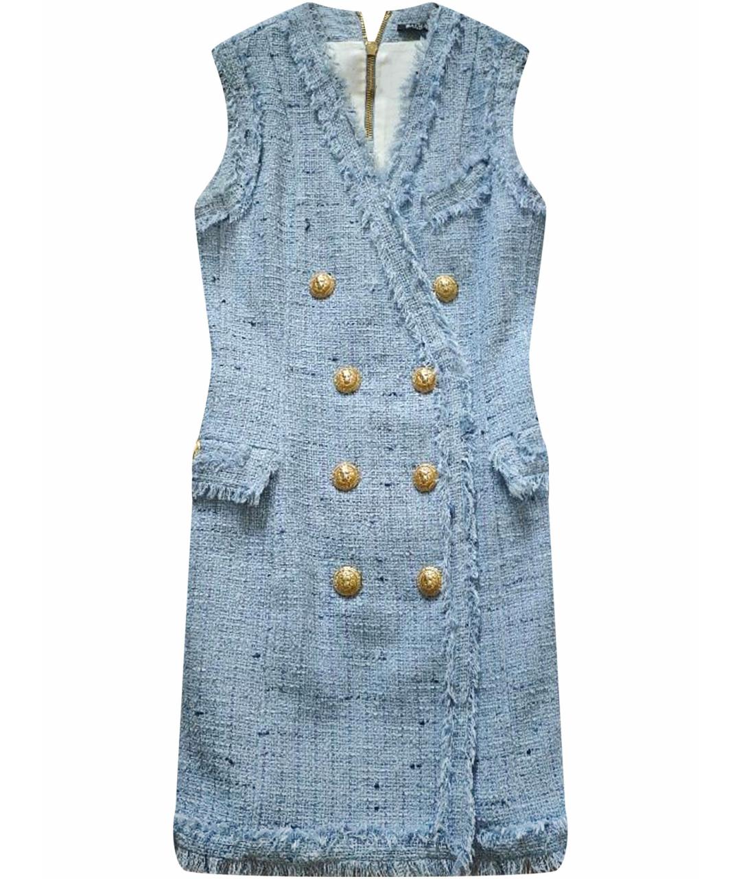 BALMAIN Голубое хлопковое повседневное платье, фото 1