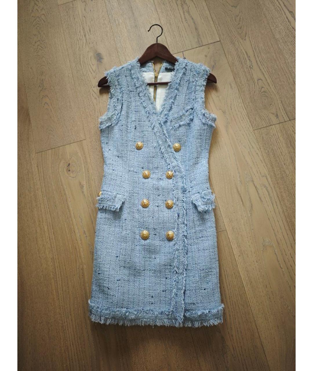 BALMAIN Голубое хлопковое повседневное платье, фото 5