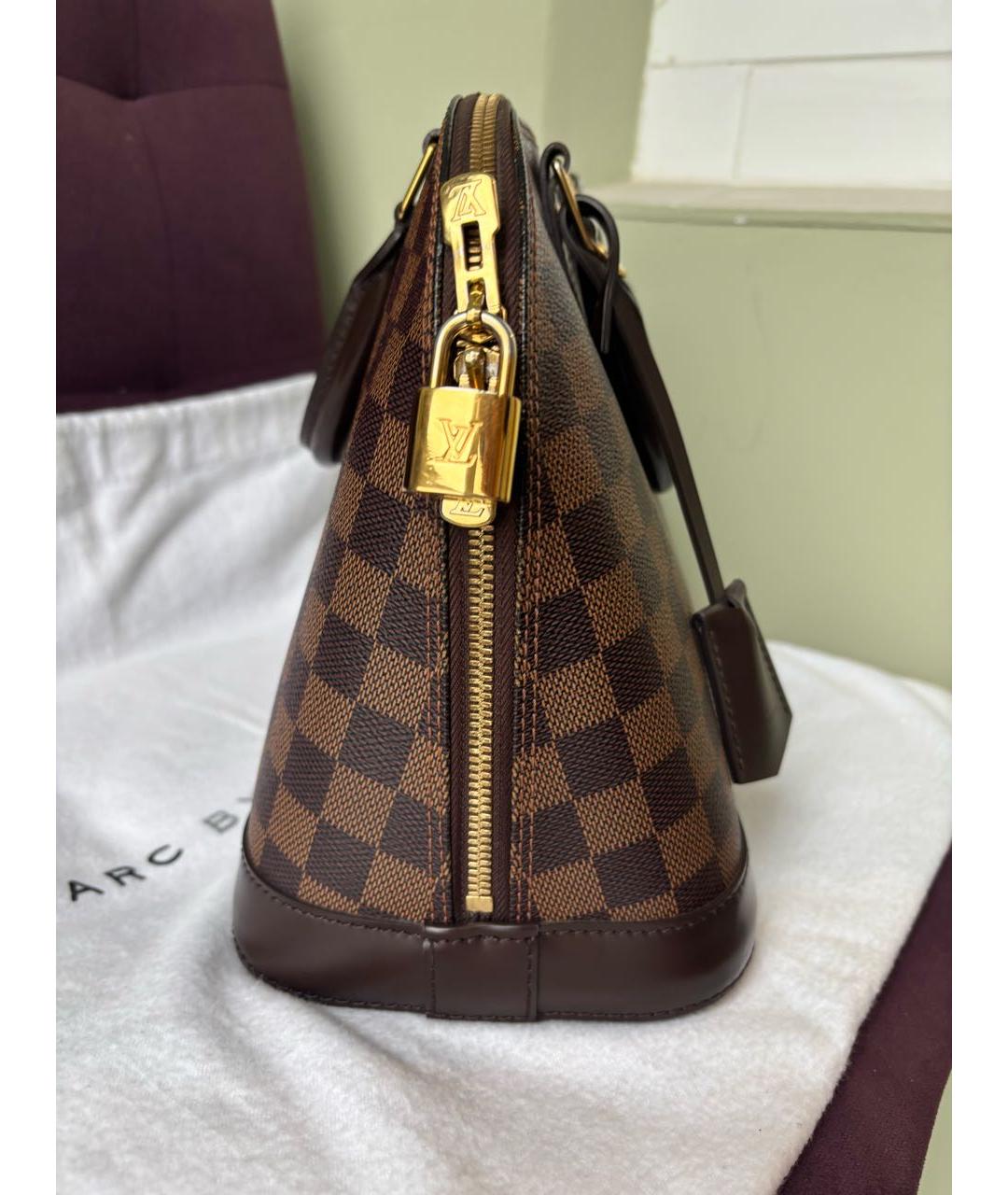 LOUIS VUITTON Коричневая сумка с короткими ручками из искусственной кожи, фото 5