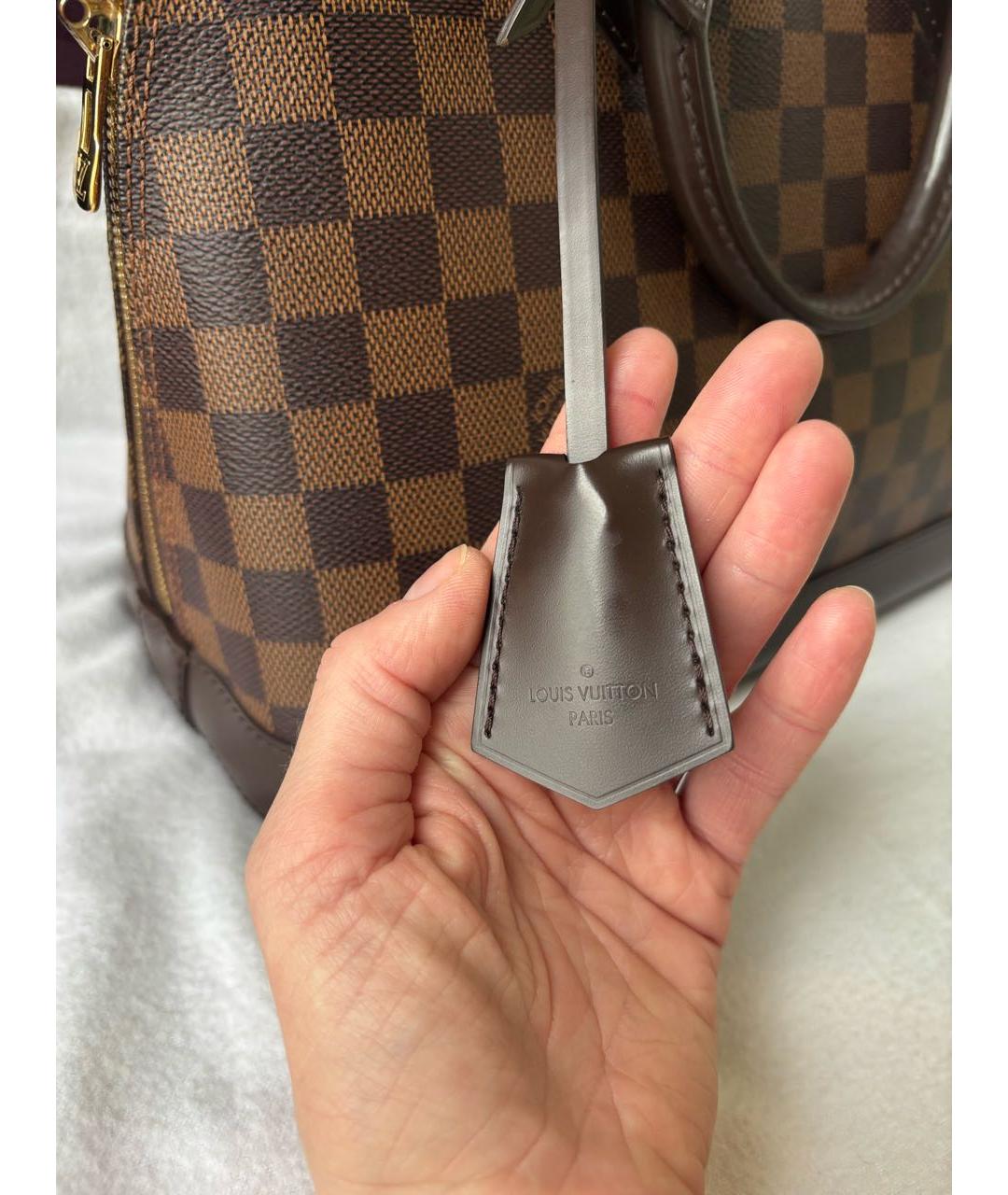 LOUIS VUITTON Коричневая сумка с короткими ручками из искусственной кожи, фото 7