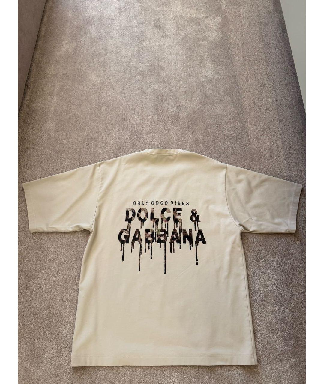 DOLCE&GABBANA Бежевая хлопковая футболка, фото 2