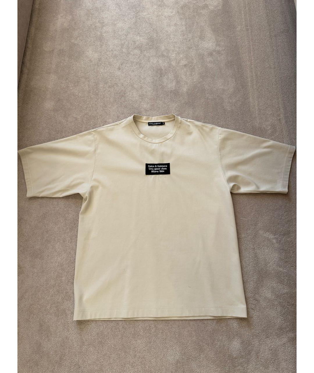 DOLCE&GABBANA Бежевая хлопковая футболка, фото 5