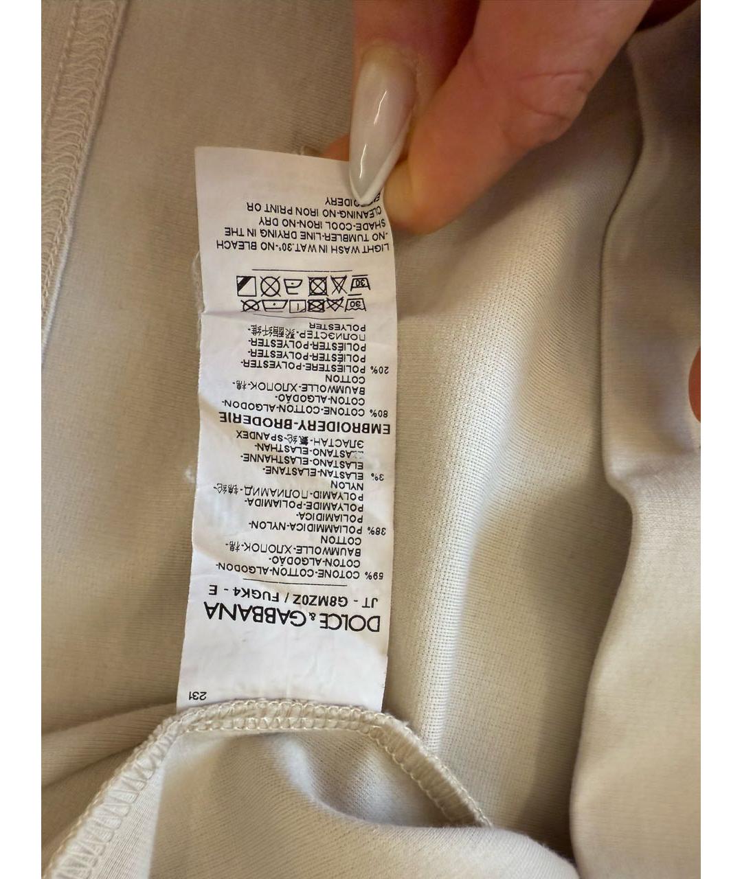 DOLCE&GABBANA Бежевая хлопковая футболка, фото 4