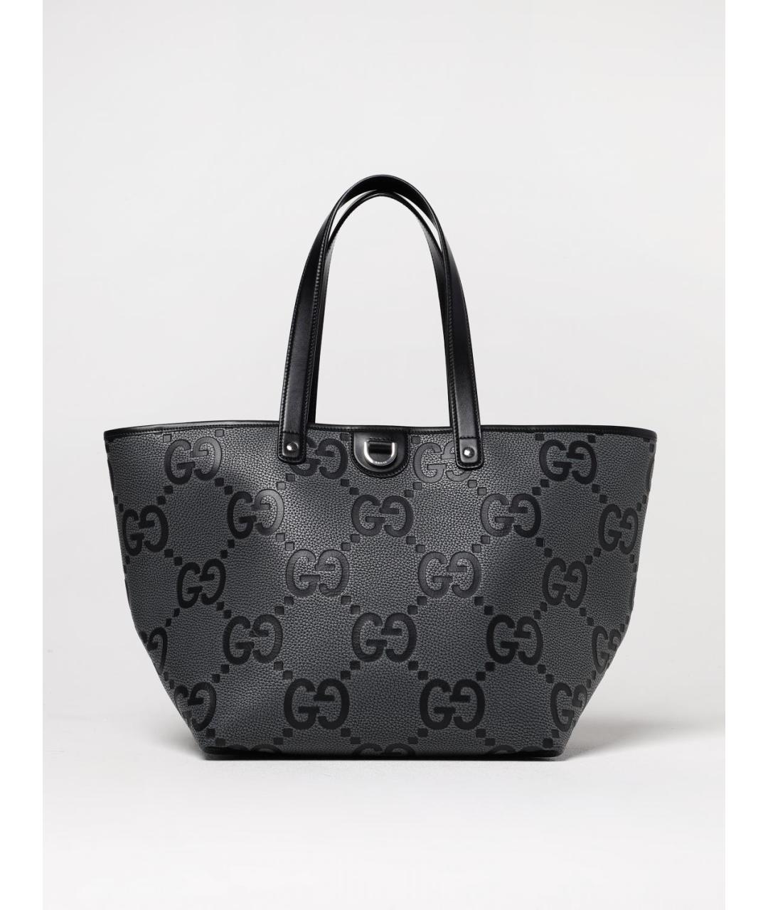 GUCCI Черная кожаная сумка тоут, фото 6