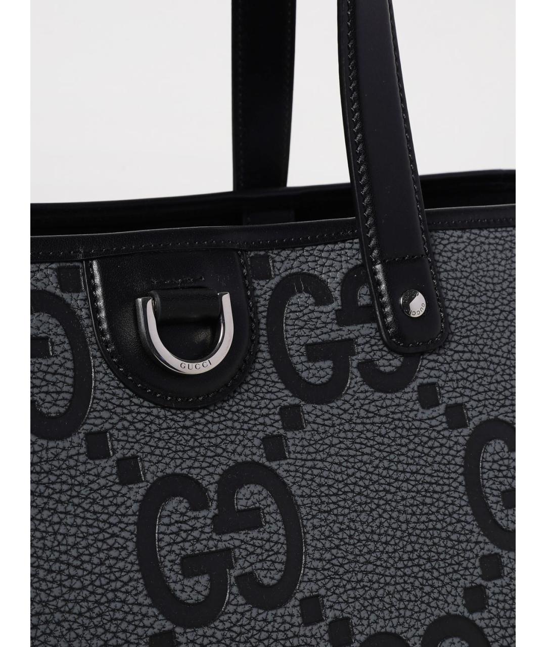 GUCCI Черная кожаная сумка тоут, фото 4