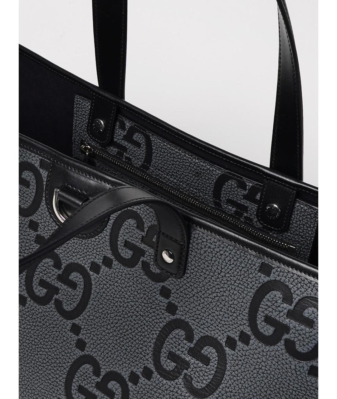 GUCCI Черная кожаная сумка тоут, фото 5
