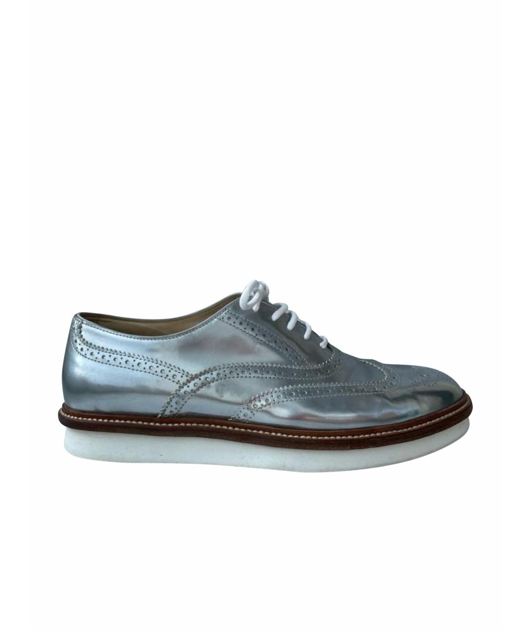 TOD'S Серебряные кожаные брогги и оксфорды, фото 1