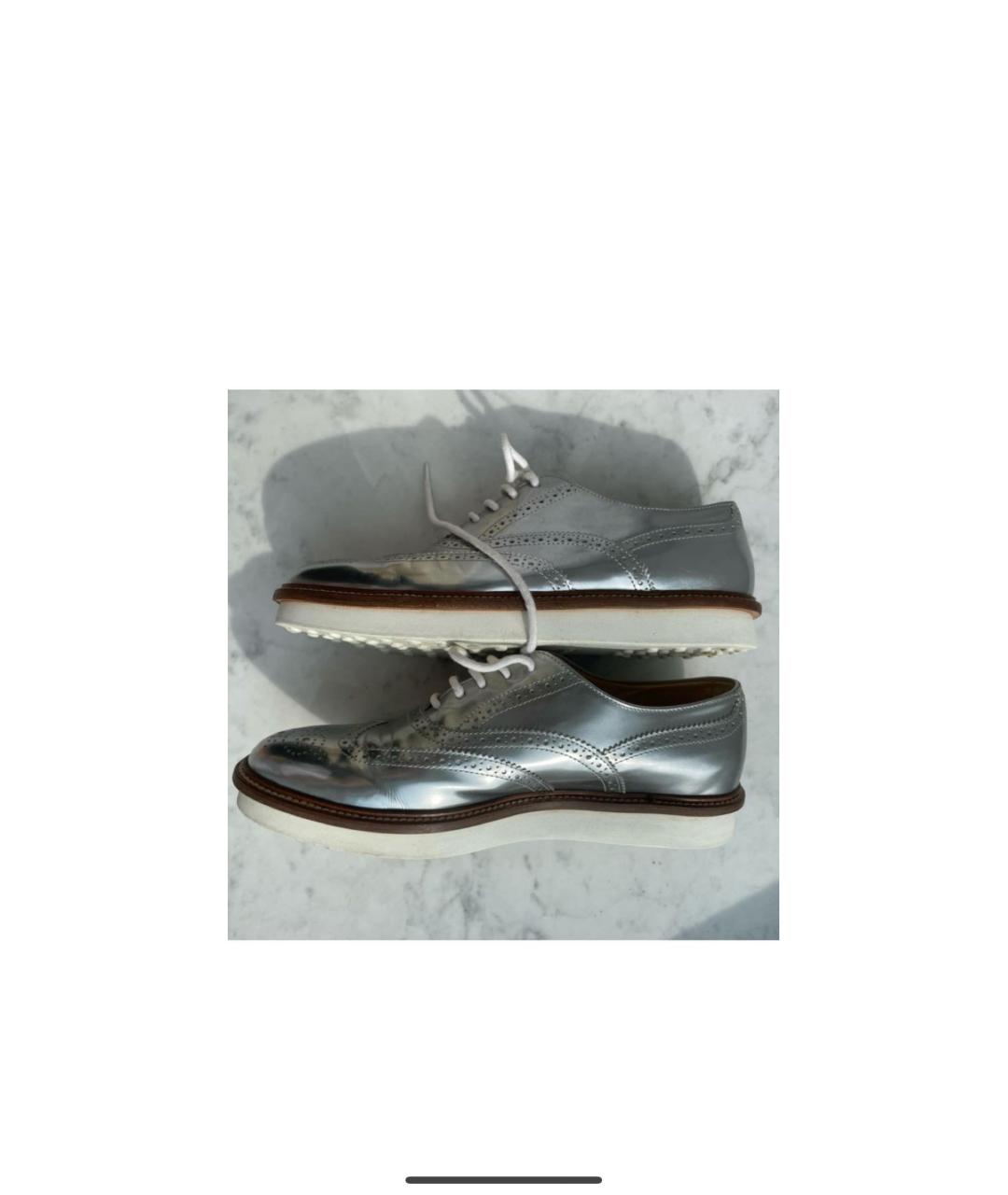 TOD'S Серебряные кожаные брогги и оксфорды, фото 4