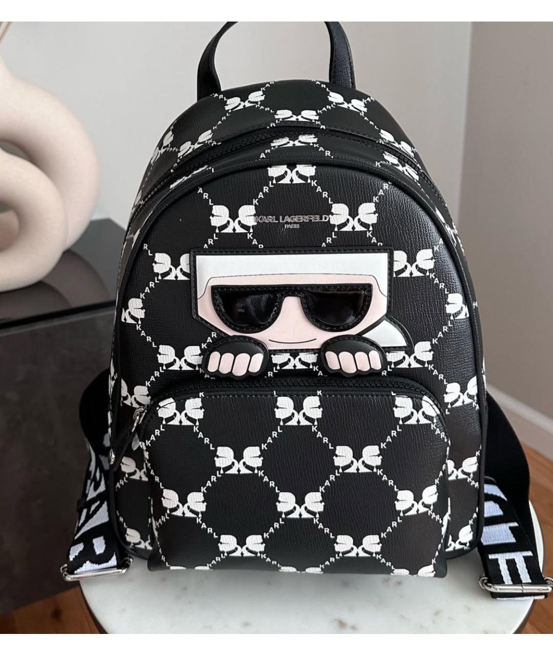 KARL LAGERFELD Черный кожаный рюкзак, фото 4