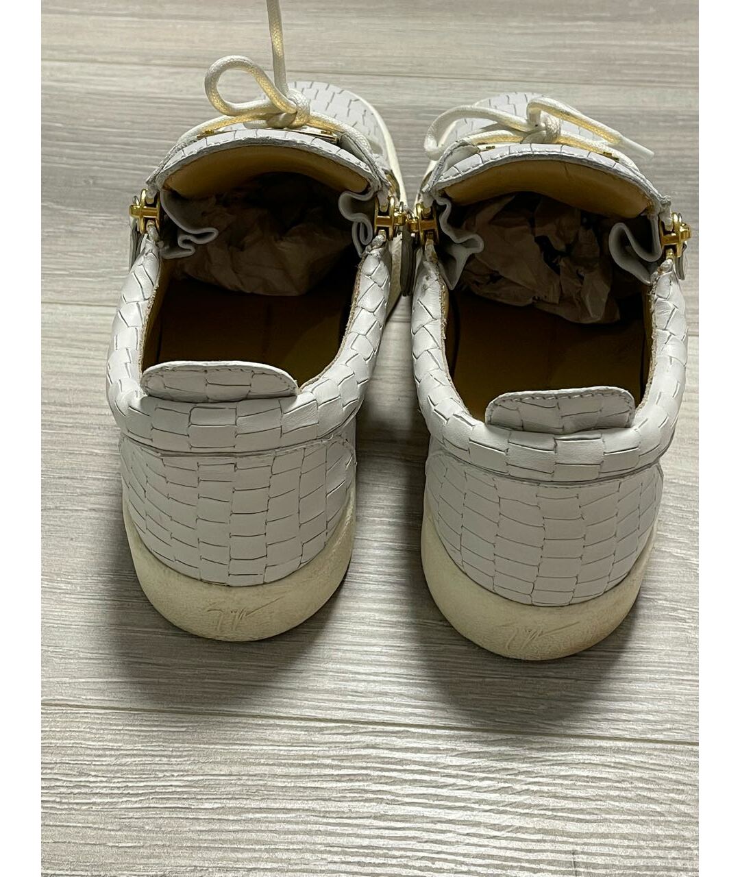 GIUSEPPE ZANOTTI DESIGN Белые кожаные низкие кроссовки / кеды, фото 3