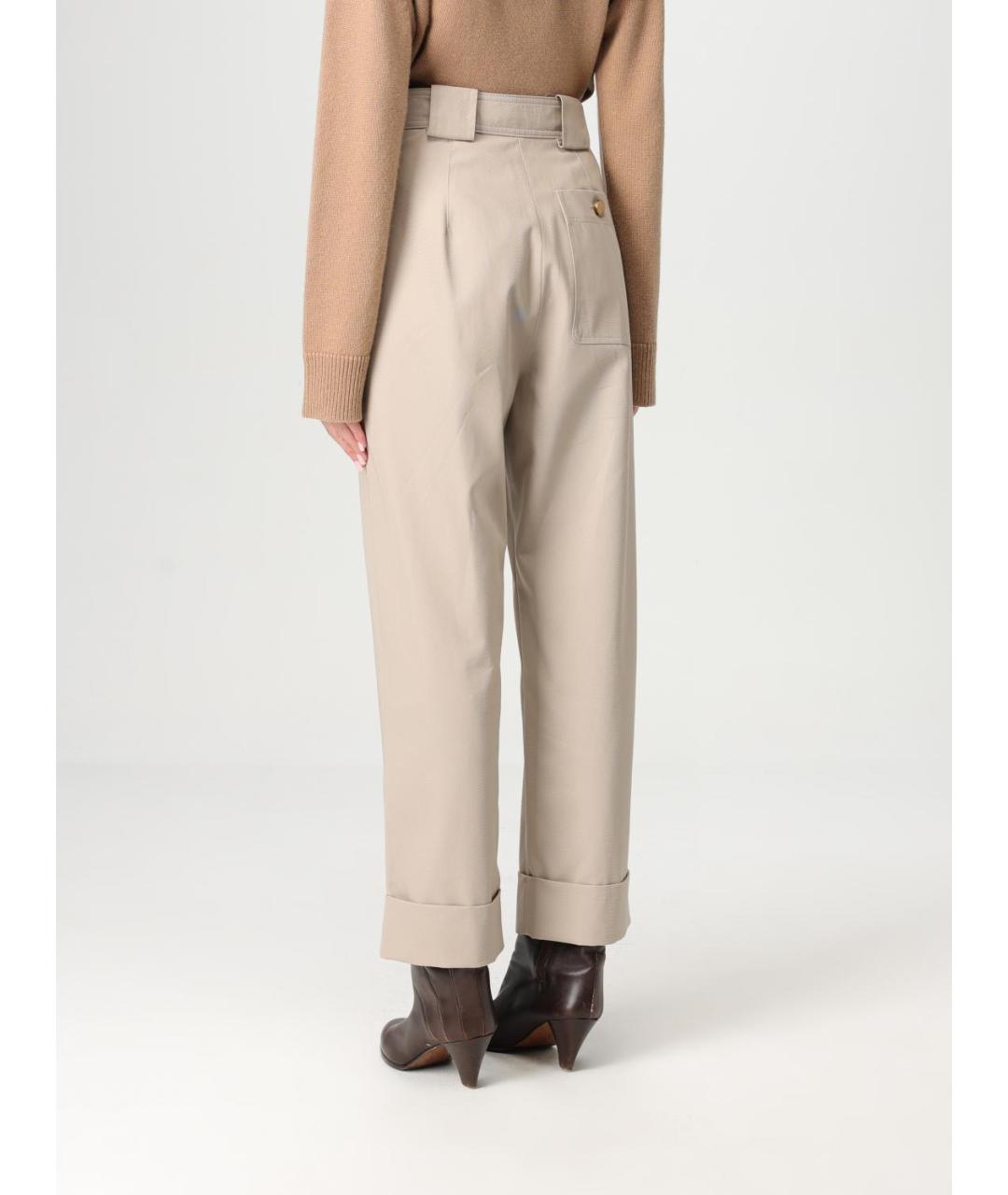 MAX MARA Бежевые прямые брюки, фото 3