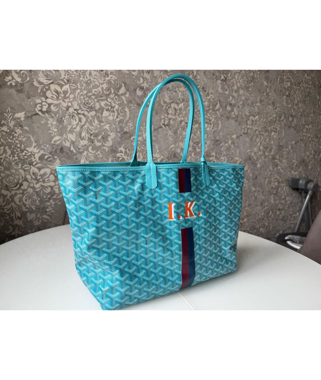 GOYARD Голубая кожаная сумка тоут, фото 2