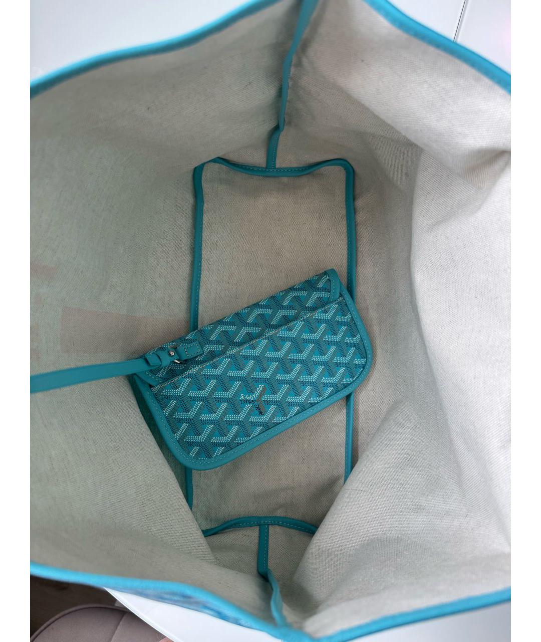 GOYARD Голубая кожаная сумка тоут, фото 4