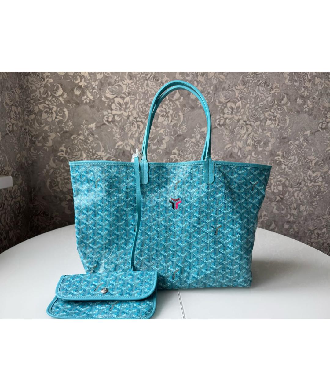 GOYARD Голубая кожаная сумка тоут, фото 3