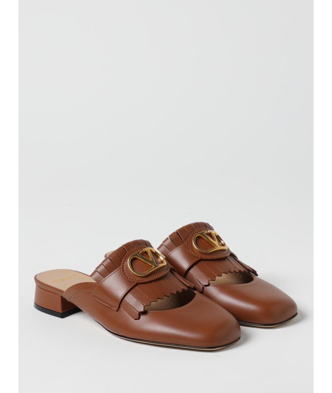 VALENTINO Коричневые кожаные мюли, фото 2