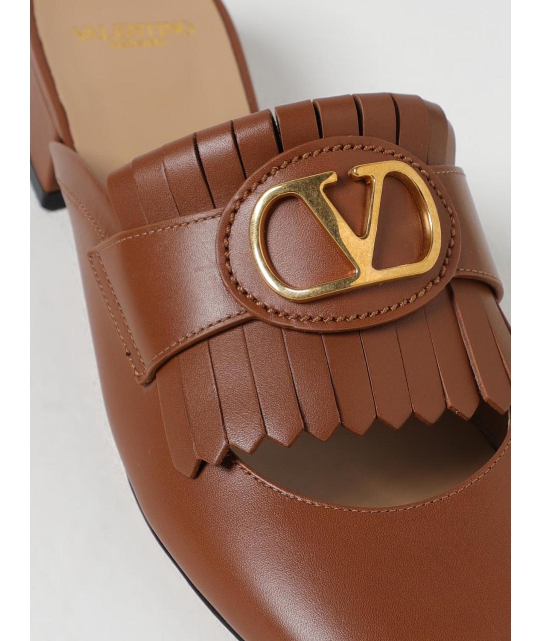 VALENTINO Коричневые кожаные мюли, фото 4