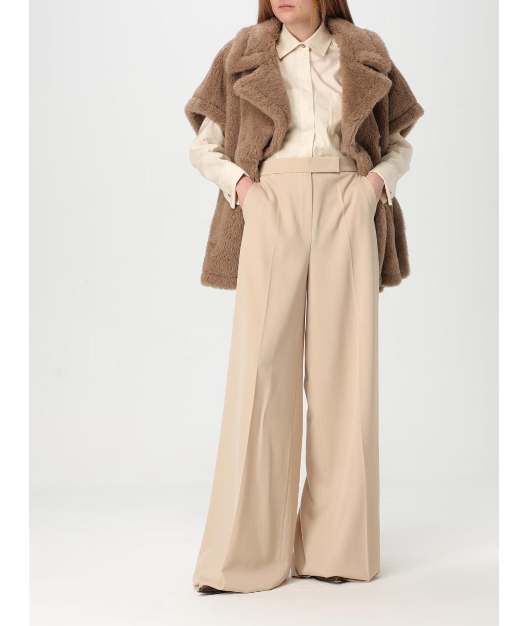 MAX MARA Бежевые прямые брюки, фото 3