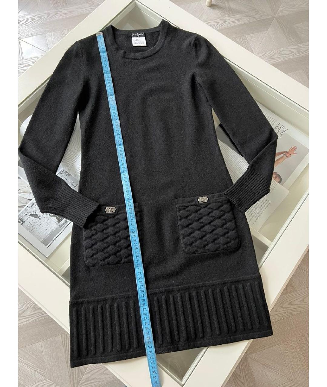 CHANEL Черное кашемировое повседневное платье, фото 5