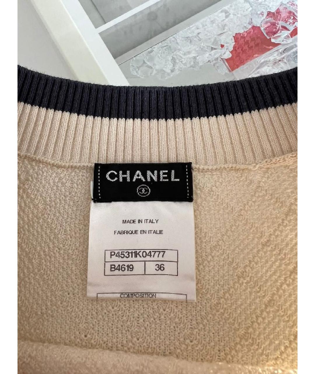 CHANEL Бежевое хлопковое повседневное платье, фото 3
