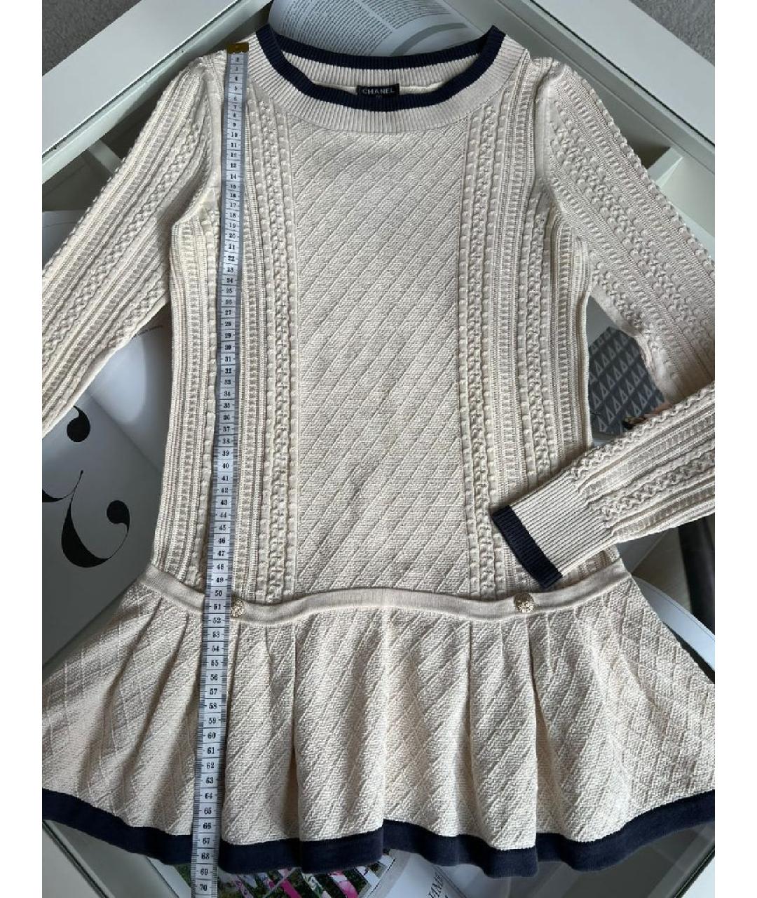 CHANEL Бежевое хлопковое повседневное платье, фото 5