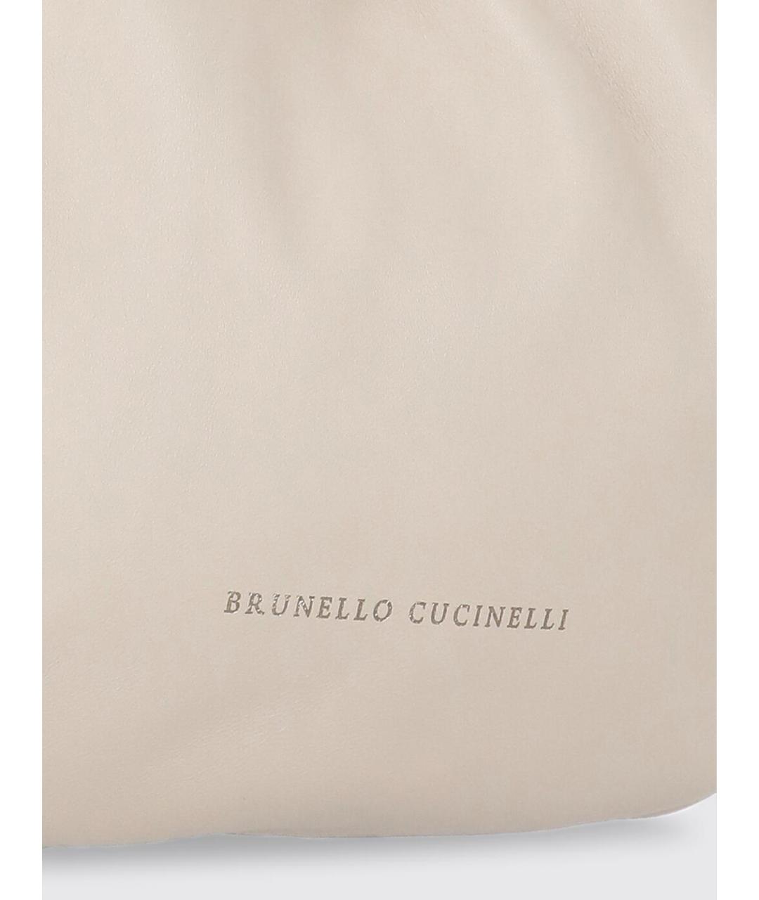 BRUNELLO CUCINELLI Бежевая кожаная сумка через плечо, фото 5