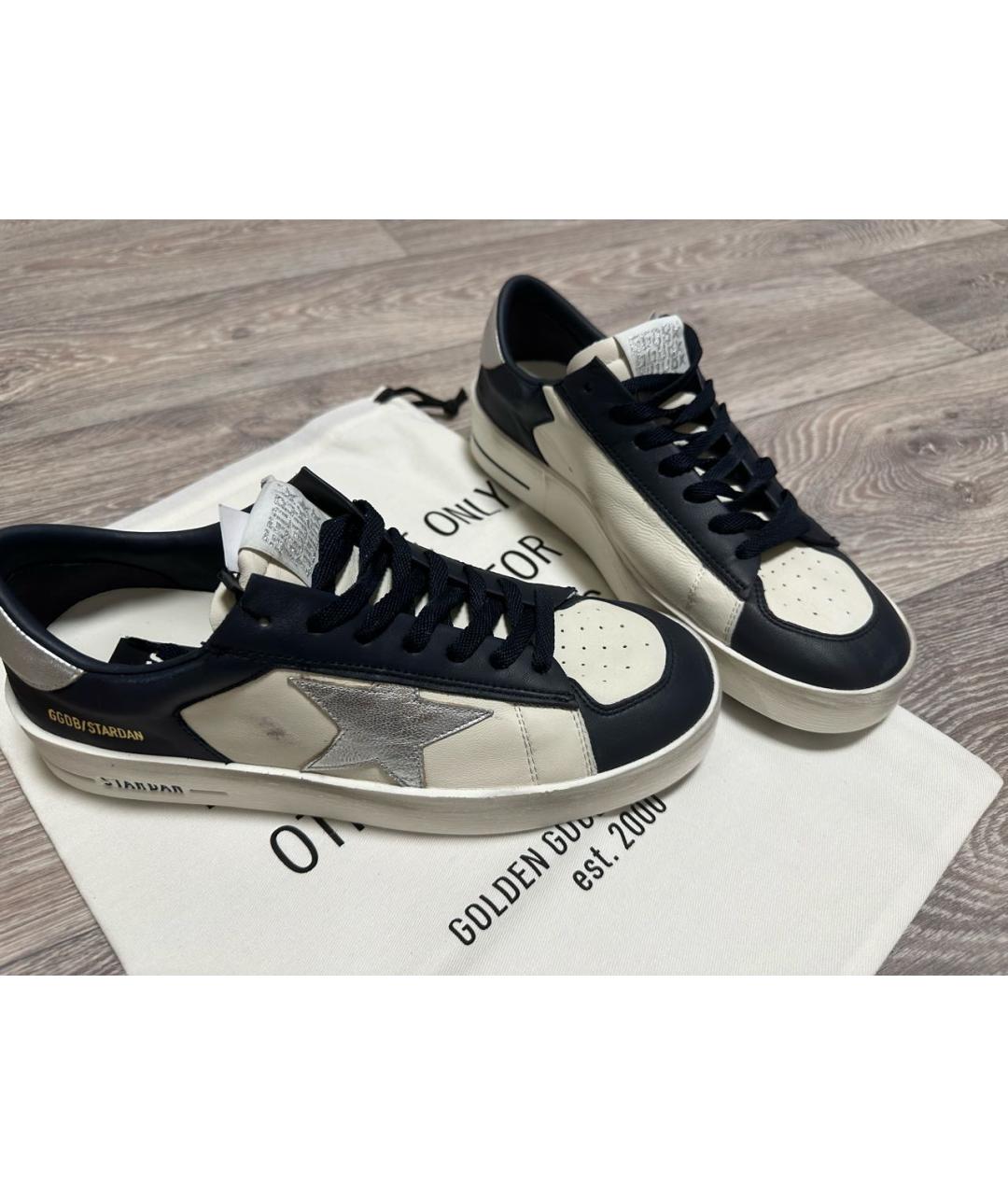 GOLDEN GOOSE DELUXE BRAND Темно-синие кожаные кеды, фото 2