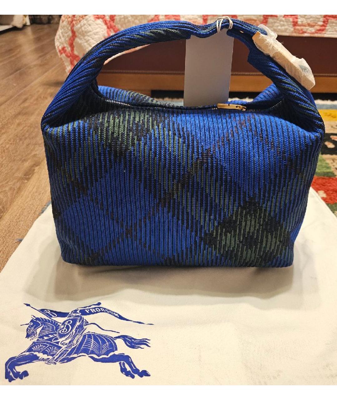 BURBERRY Темно-синяя тканевая сумка с короткими ручками, фото 3