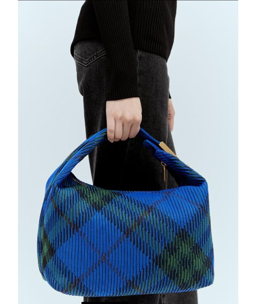 BURBERRY Темно-синяя тканевая сумка с короткими ручками, фото 6