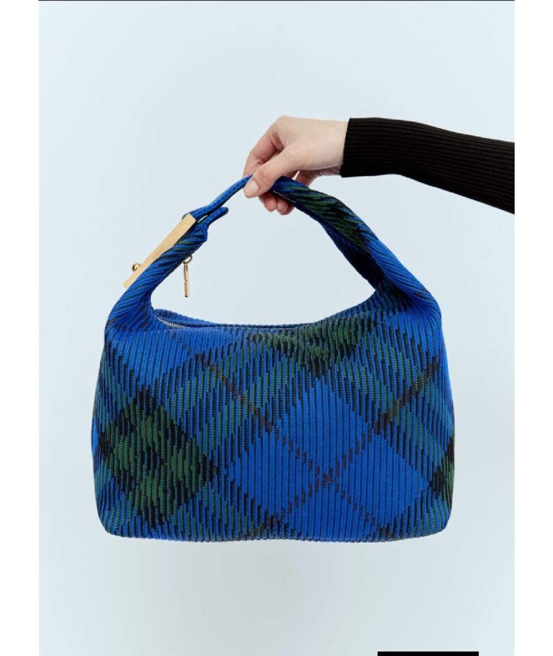 BURBERRY Темно-синяя тканевая сумка с короткими ручками, фото 9