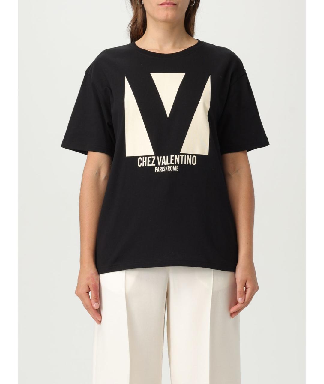 VALENTINO Черная хлопковая футболка, фото 2