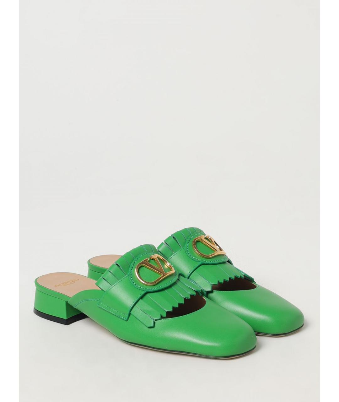 VALENTINO Зеленые кожаные мюли, фото 2