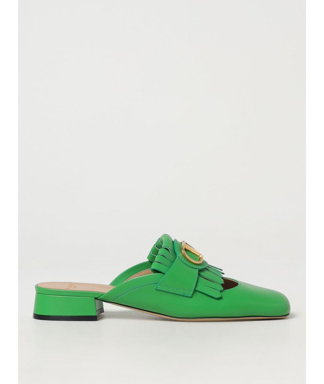VALENTINO Зеленые кожаные мюли, фото 5