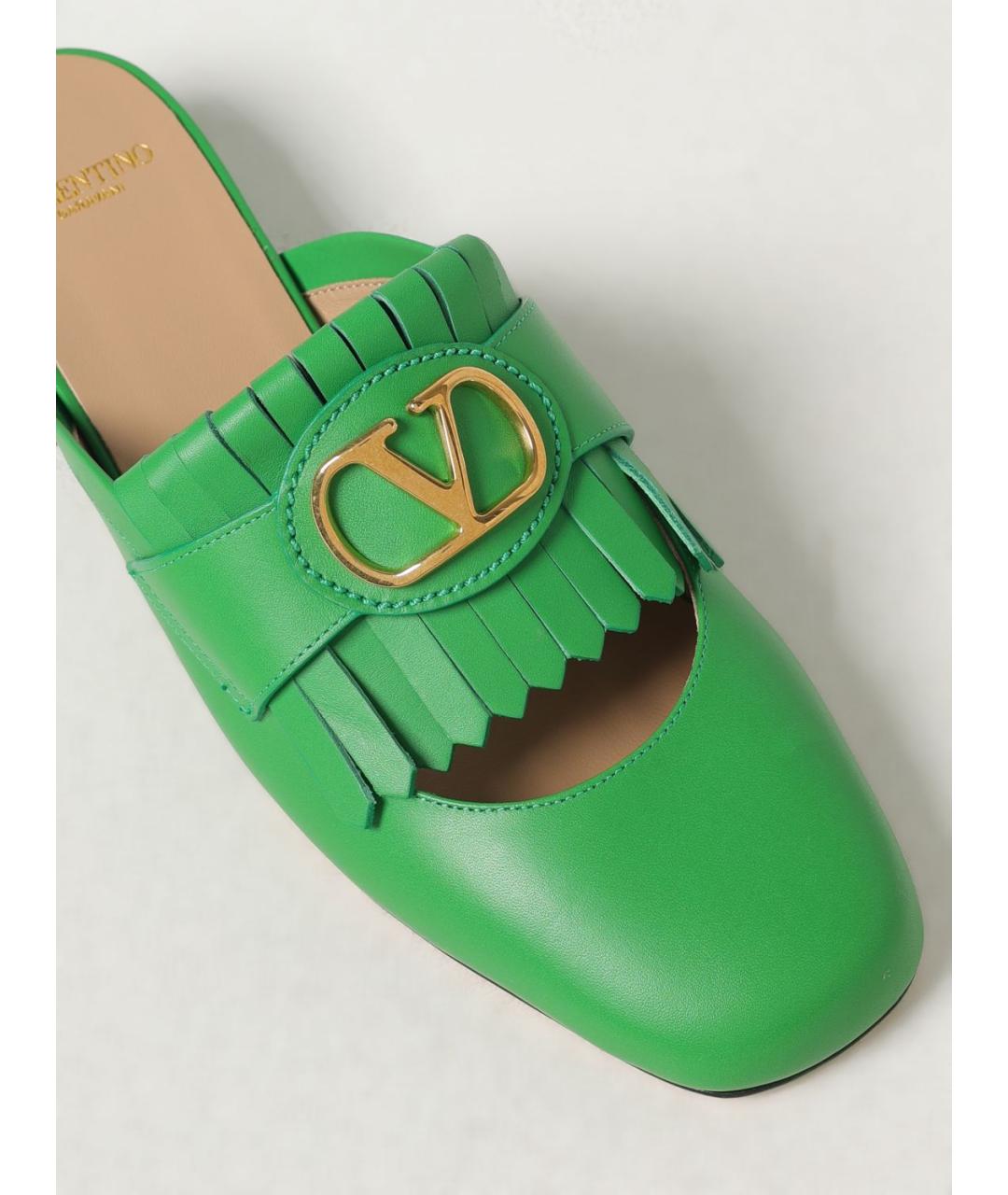 VALENTINO Зеленые кожаные мюли, фото 4