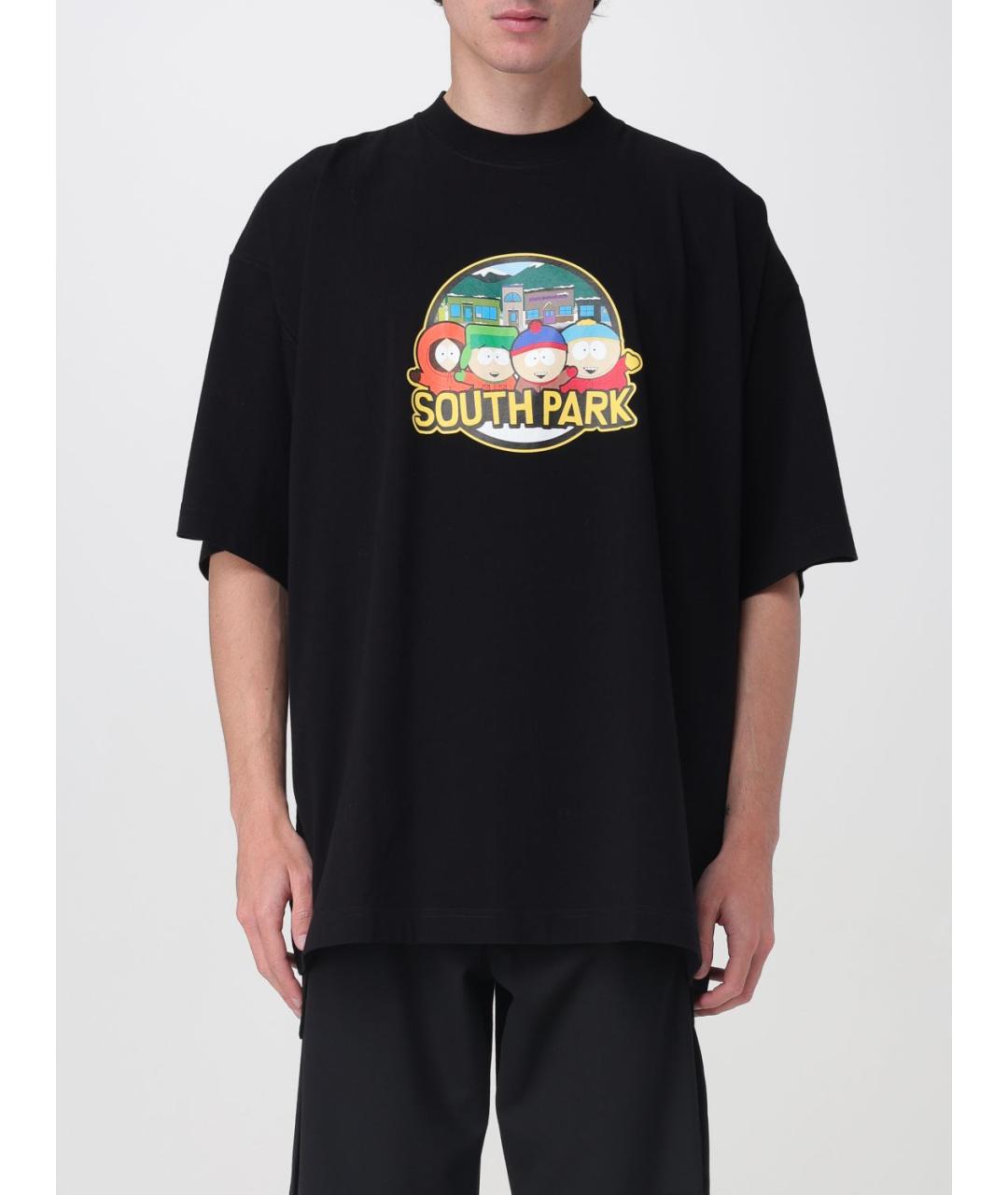 VETEMENTS Черная хлопковая футболка, фото 2