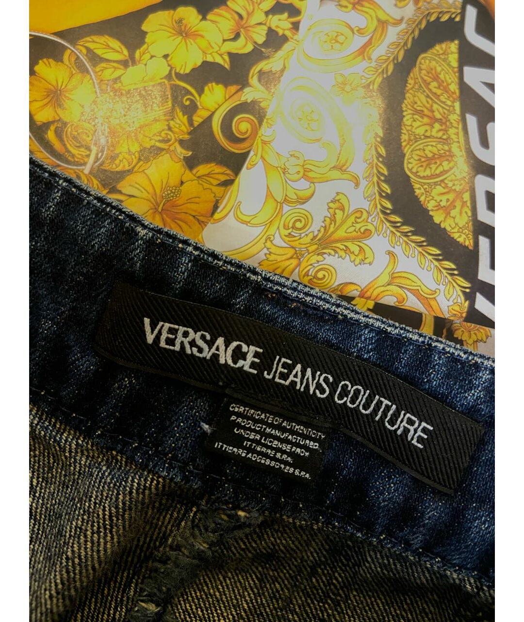 VERSACE JEANS COUTURE Темно-синие хлопковые джинсы клеш, фото 2