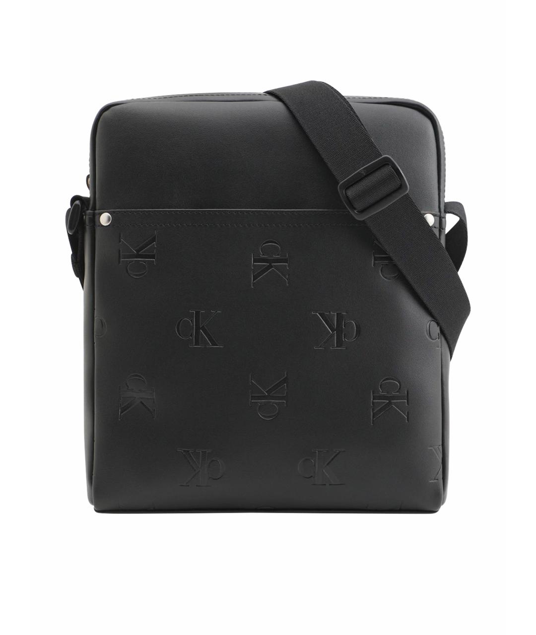 CALVIN KLEIN Черная кожаная сумка на плечо, фото 1