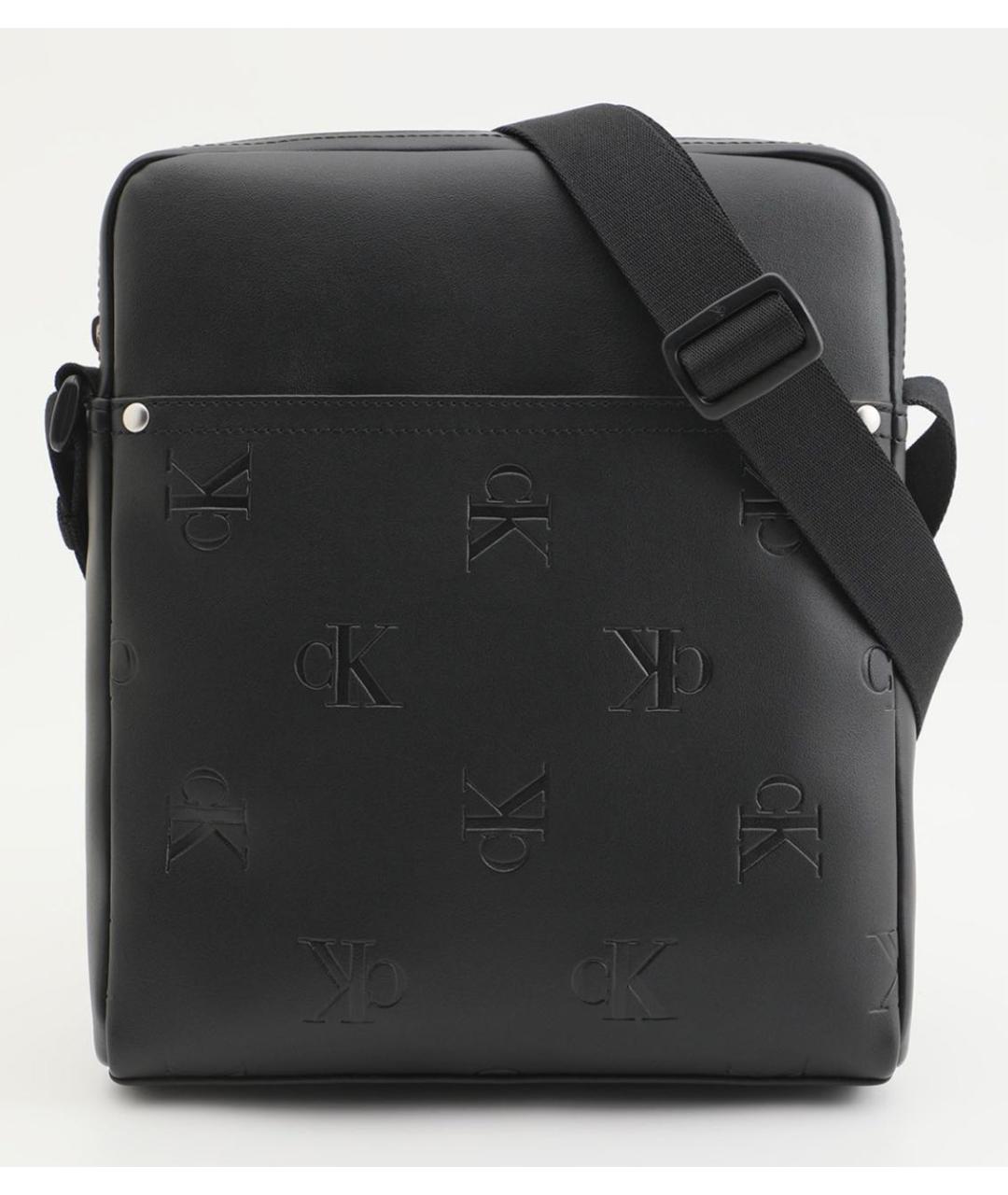 CALVIN KLEIN Черная кожаная сумка на плечо, фото 4