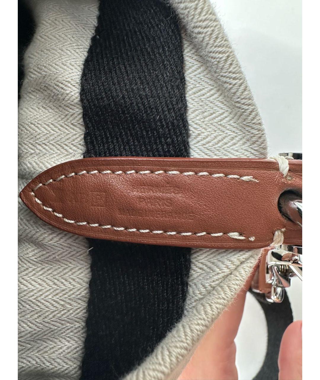 HERMES Бежевая тканевая сумка через плечо, фото 2