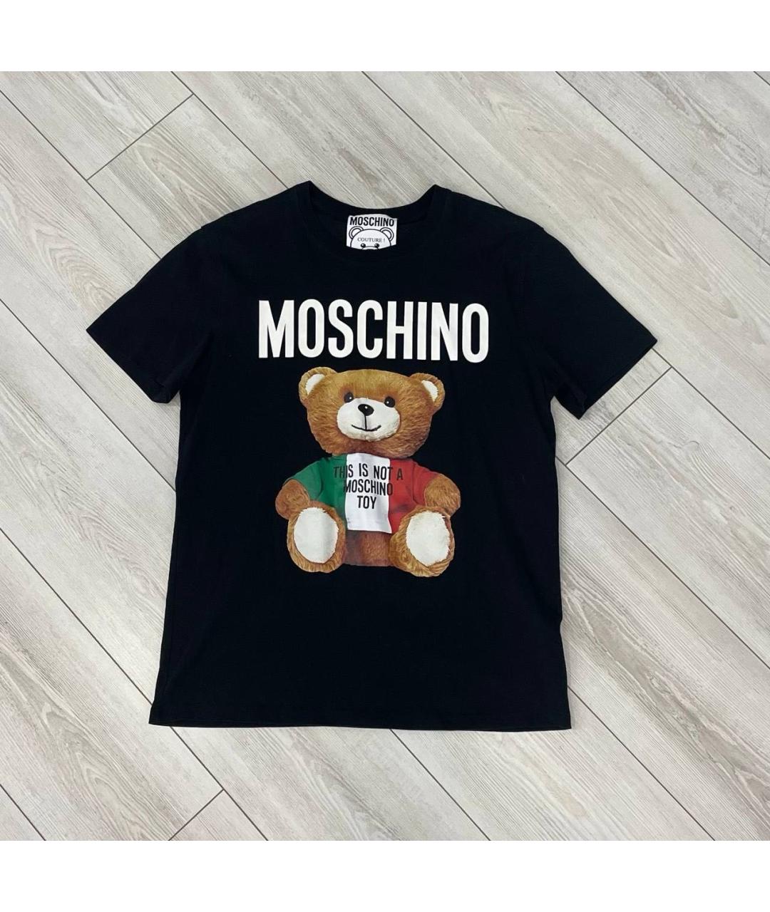 MOSCHINO Черная хлопковая футболка, фото 4