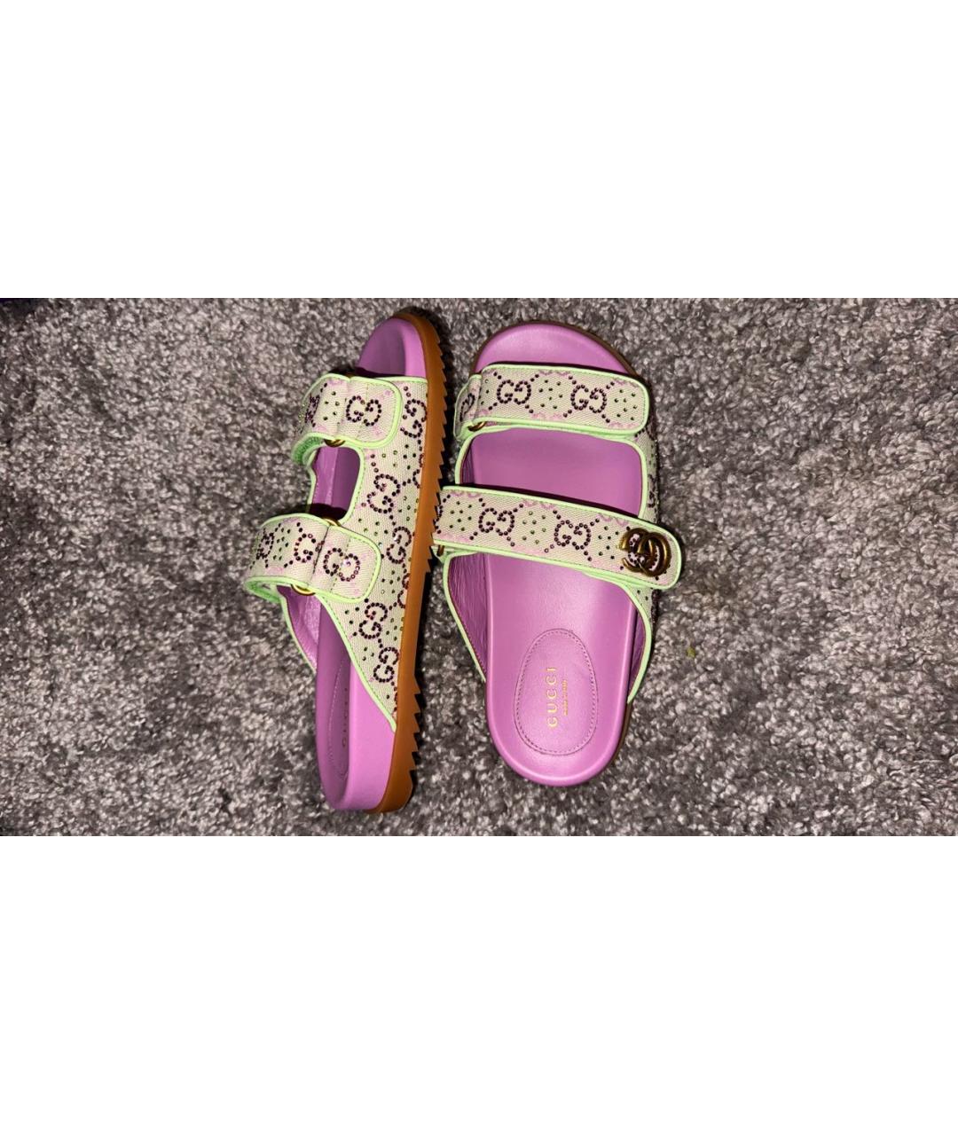 GUCCI Мульти текстильные шлепанцы, фото 4