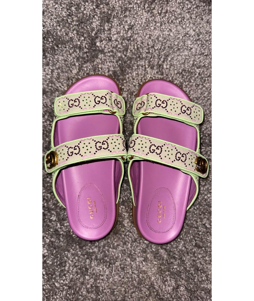 GUCCI Мульти текстильные шлепанцы, фото 3