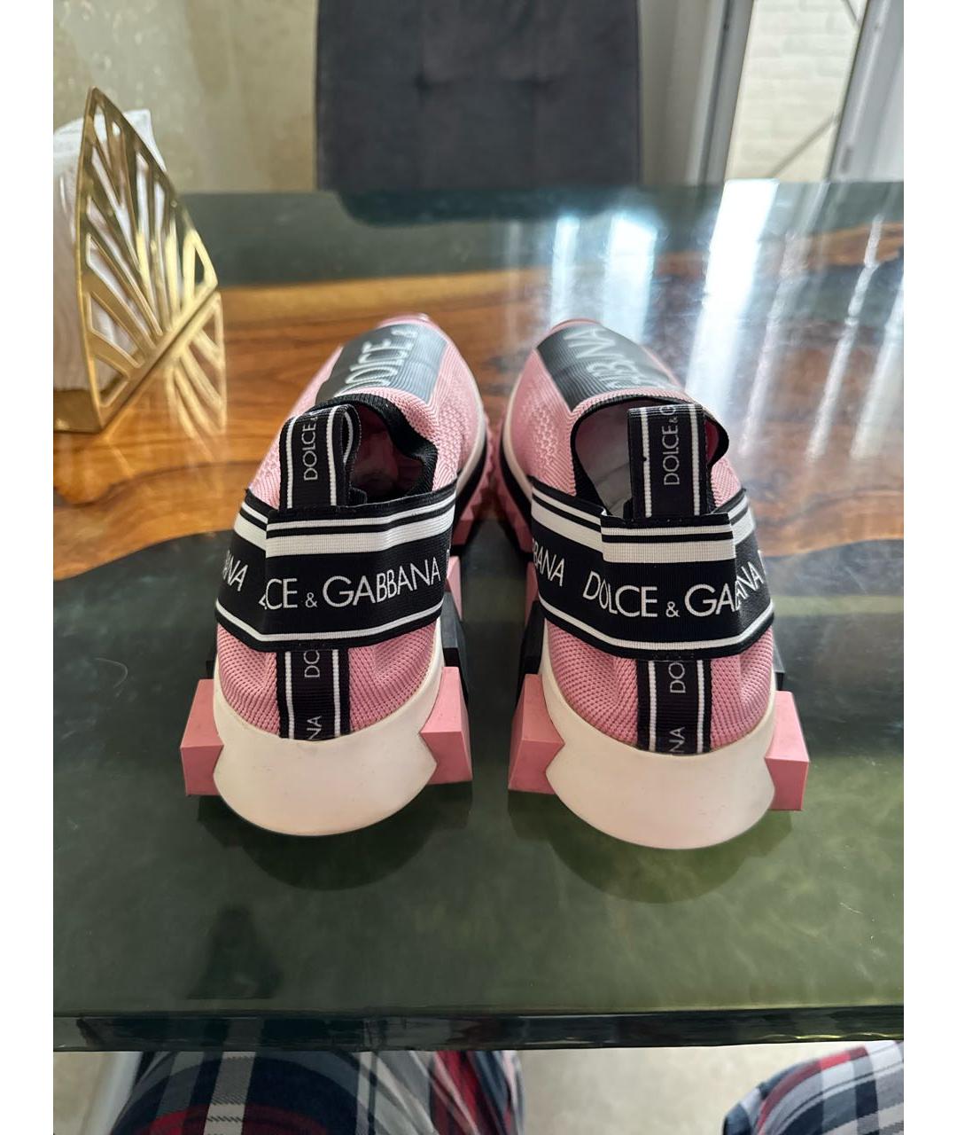 DOLCE&GABBANA Розовые текстильные кроссовки, фото 4
